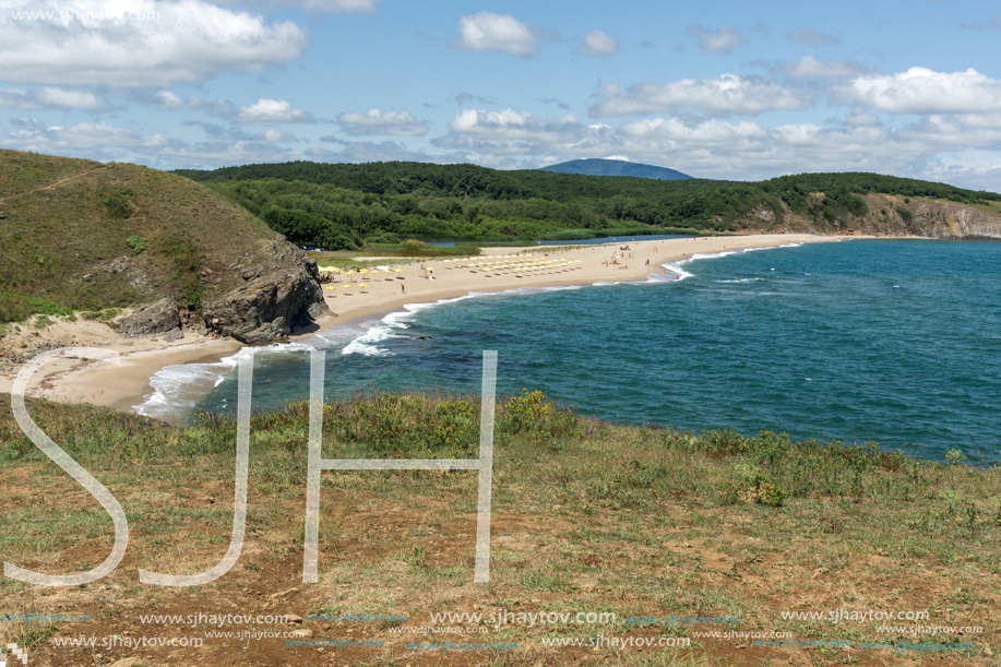 Landscape with beach at the mouth of the Veleka River, Sinemorets village, Burgas Region, Bulgaria