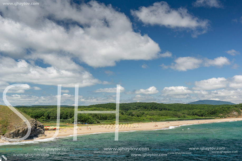 Landscape with beach at the mouth of the Veleka River, Sinemorets village, Burgas Region, Bulgaria