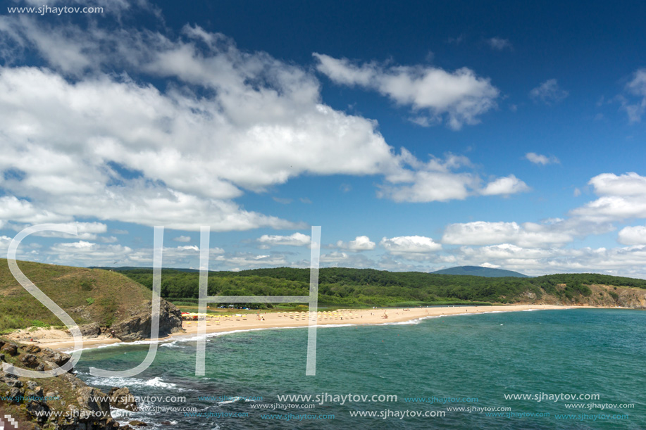 Landscape with beach at the mouth of the Veleka River, Sinemorets village, Burgas Region, Bulgaria