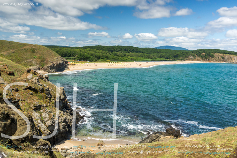 Landscape with beach at the mouth of the Veleka River, Sinemorets village, Burgas Region, Bulgaria