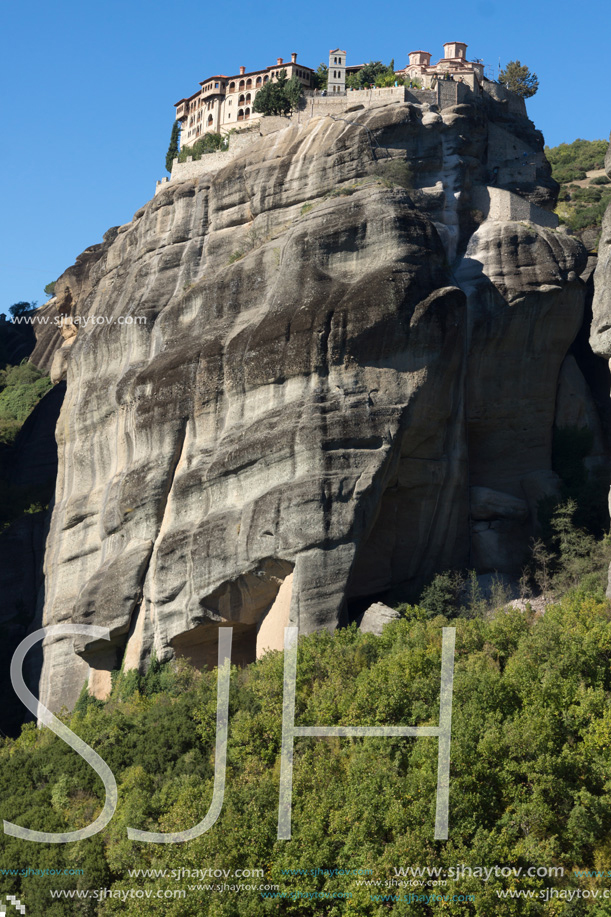 Outside view of Holy Monastery of Varlaam in Meteora, Thessaly, Greece