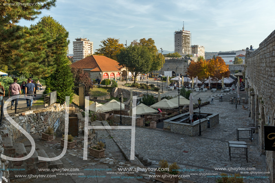 NIS, SERBIA- OCTOBER 21, 2017: Inside view of Fortress and panorama to City of Nis, Serbia