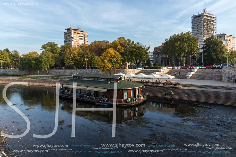 NIS, SERBIA- OCTOBER 21, 2017: Panoramic view of City of Nis and Nisava River, Serbia