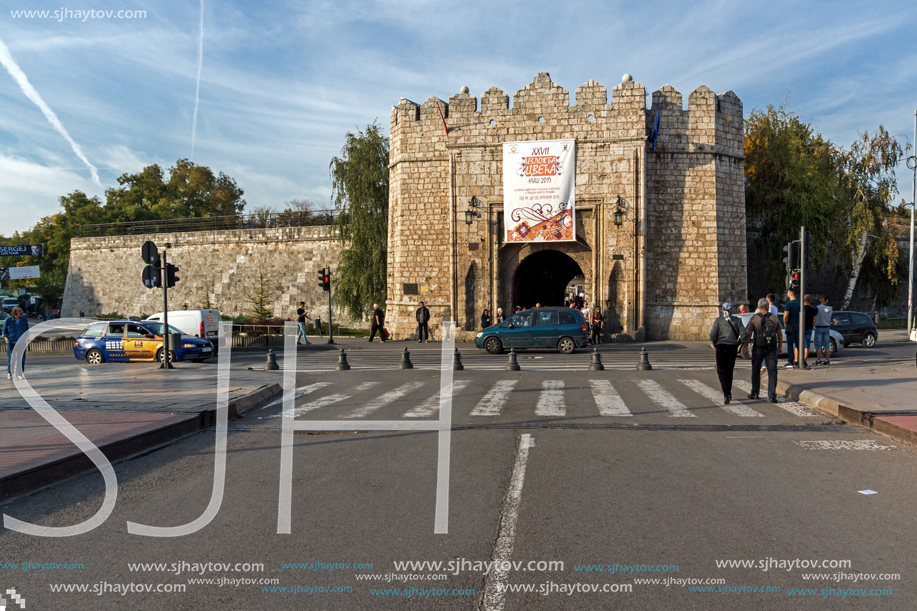 NIS, SERBIA- OCTOBER 21, 2017: Sunset view of entrance of Fortress of city of Nis, Serbia