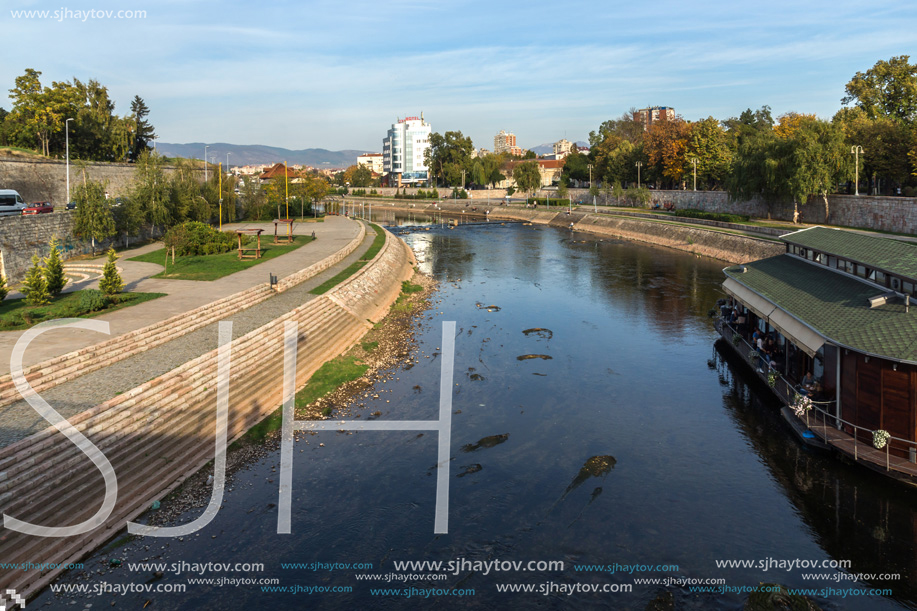 NIS, SERBIA- OCTOBER 21, 2017: Panoramic view of City of Nis and Nisava River, Serbia