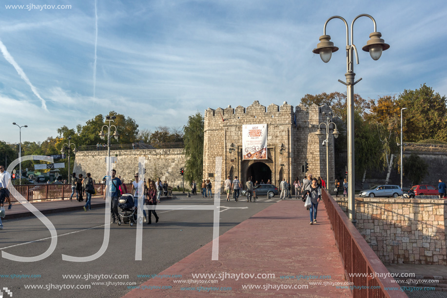 NIS, SERBIA- OCTOBER 21, 2017: Sunset view of entrance of Fortress of city of Nis, Serbia