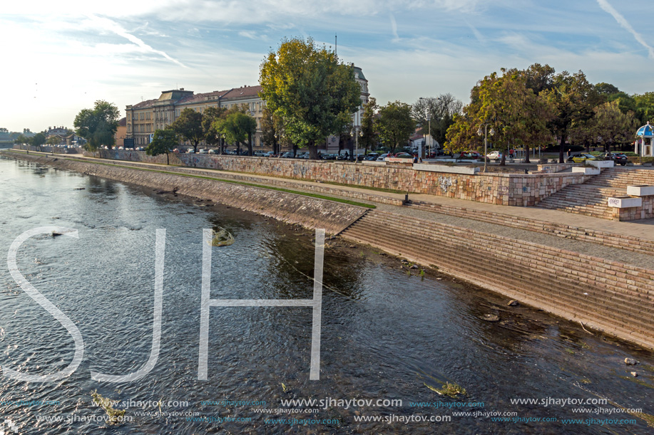 NIS, SERBIA- OCTOBER 21, 2017: Panoramic view of City of Nis and Nisava River, Serbia