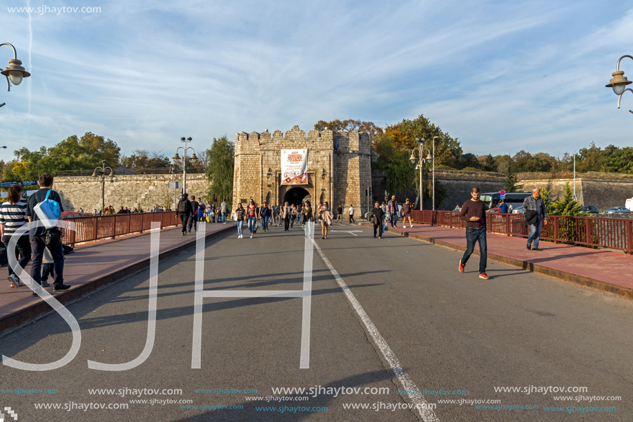 NIS, SERBIA- OCTOBER 21, 2017: Sunset view of entrance of Fortress of city of Nis, Serbia