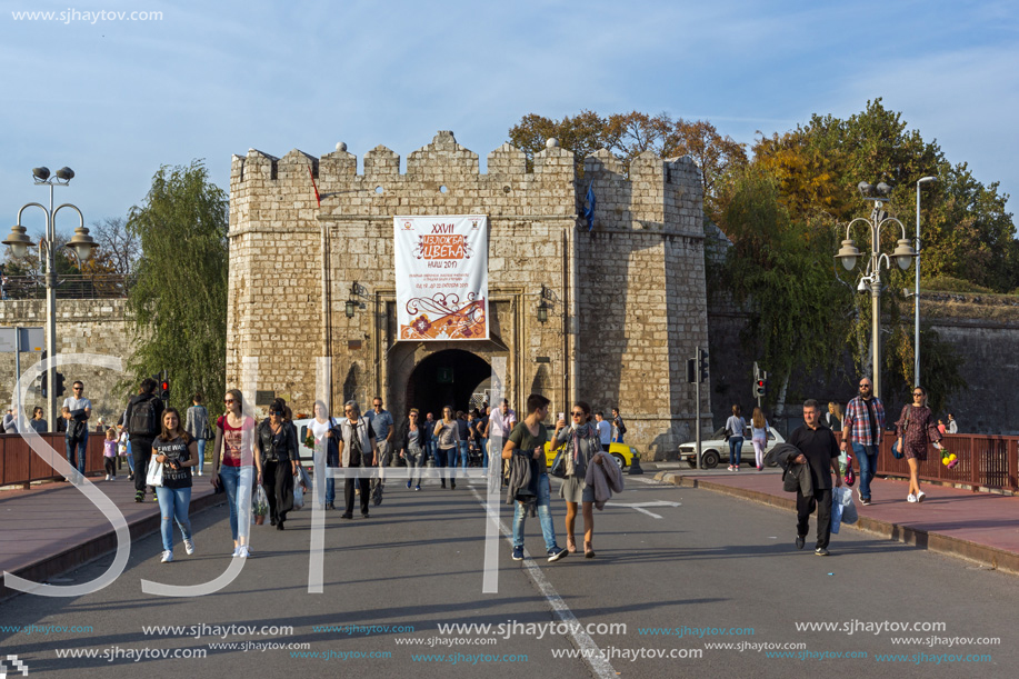 NIS, SERBIA- OCTOBER 21, 2017: Sunset view of entrance of Fortress of city of Nis, Serbia