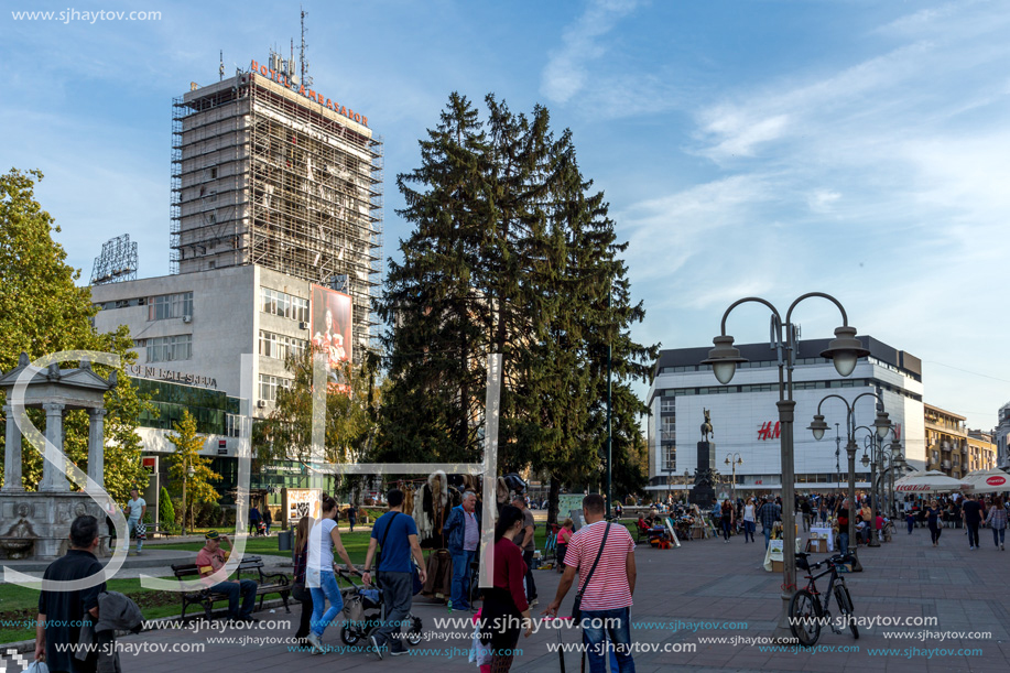 NIS, SERBIA- OCTOBER 21, 2017: Walking people on central street of City of Nis, Serbia