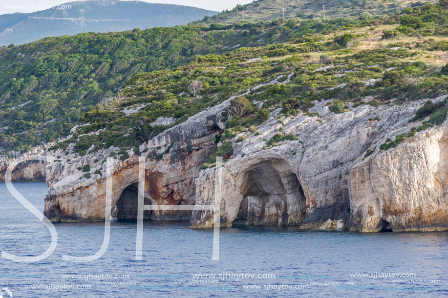 Sunset view of Blue Caves, Zakynthos, Greece