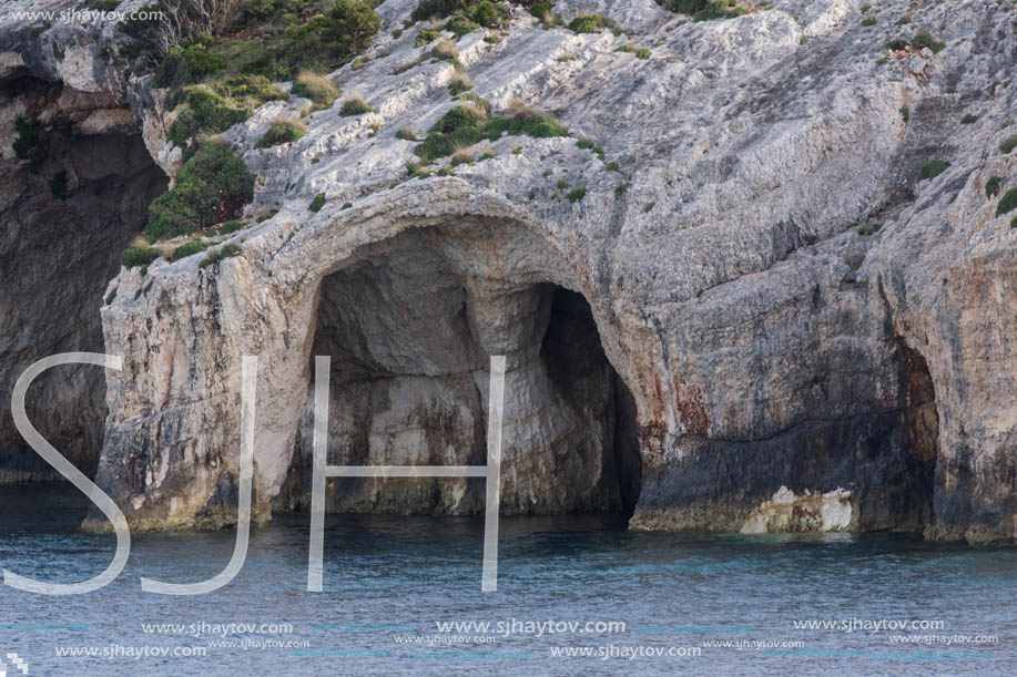 Sunset view of Blue Caves, Zakynthos, Greece