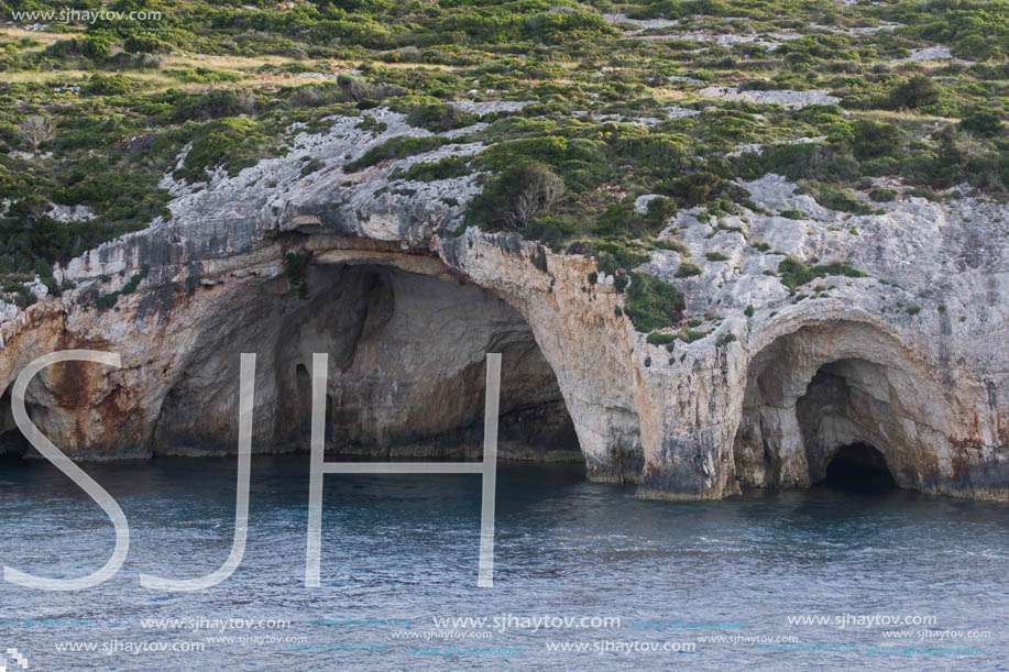 Sunset view of Blue Caves, Zakynthos, Greece