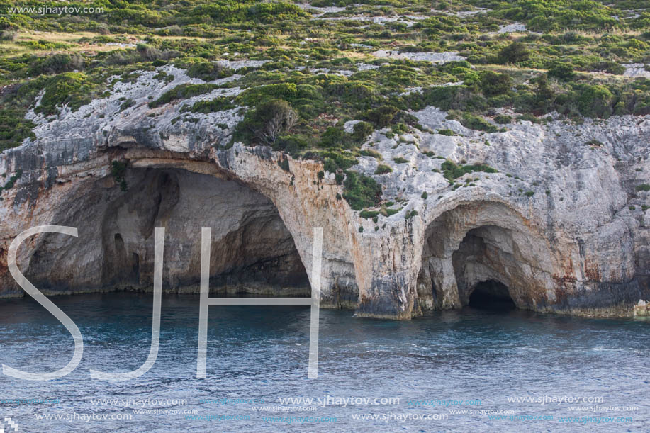 Sunset view of Blue Caves, Zakynthos, Greece