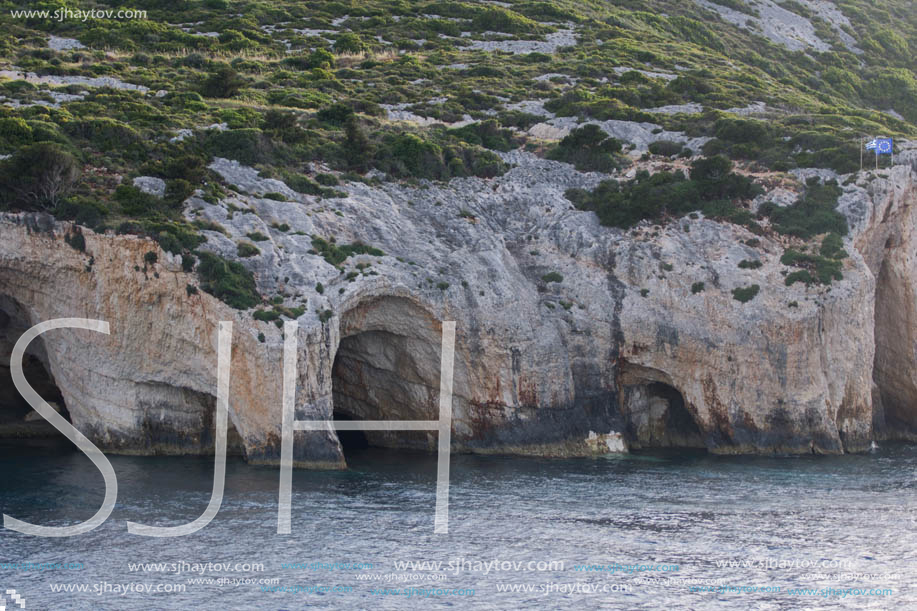 Sunset view of Blue Caves, Zakynthos, Greece