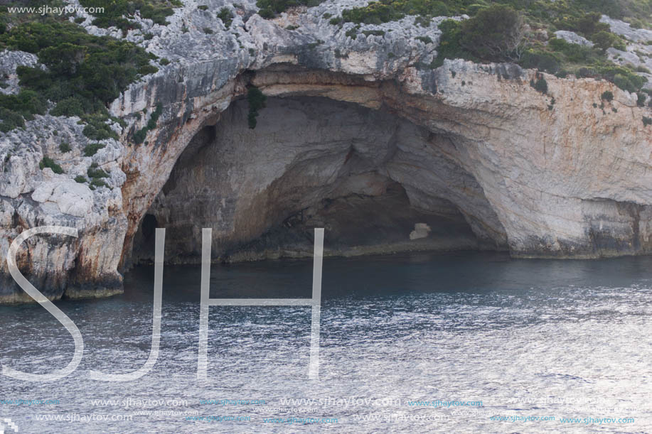 Sunset view of Blue Caves, Zakynthos, Greece