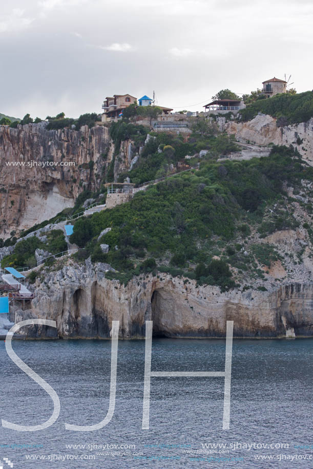 Sunset view of Blue Caves, Zakynthos, Greece