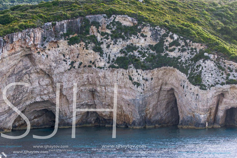 Sunset view of Blue Caves, Zakynthos, Greece