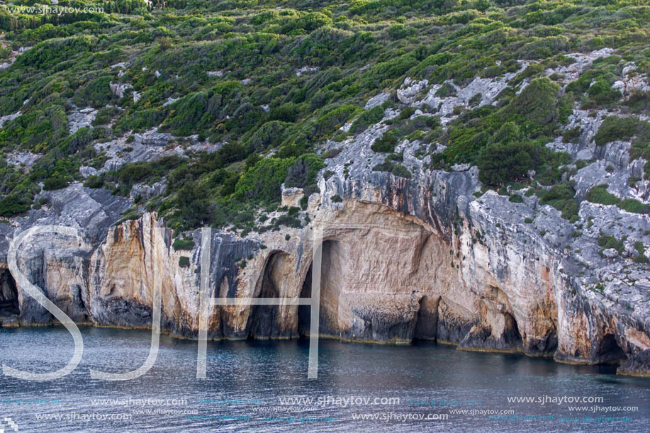 Sunset view of Blue Caves, Zakynthos, Greece