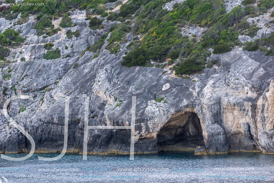 Sunset view of Blue Caves, Zakynthos, Greece