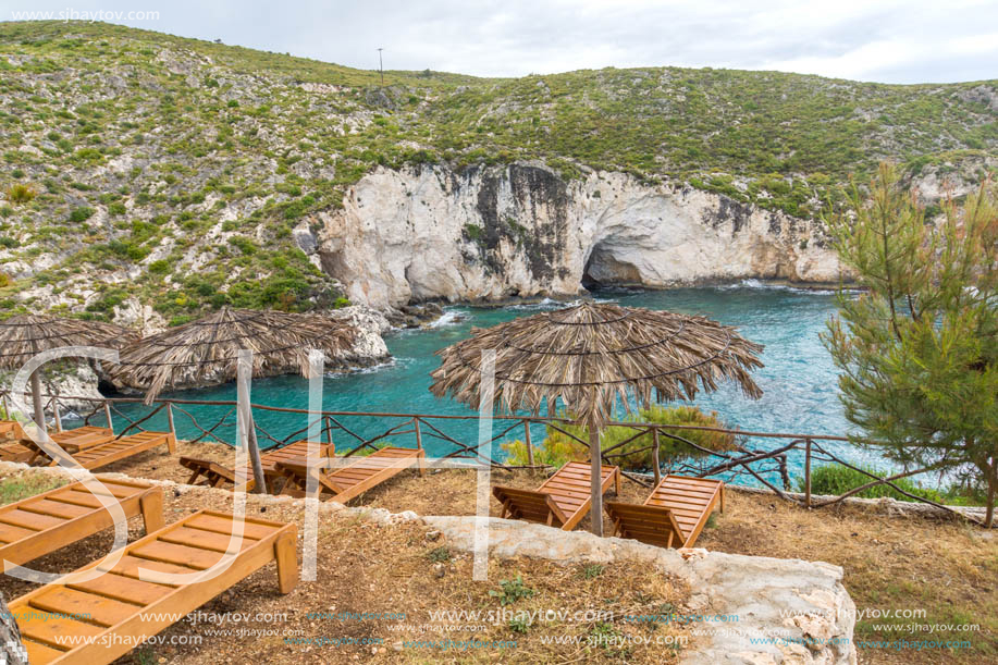 Amazing Panorama of Limnionas beach at Zakynthos island, Greece