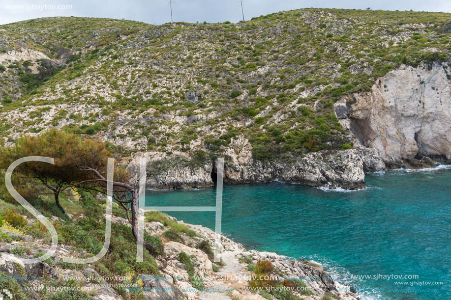 Amazing Panorama of Limnionas beach at Zakynthos island, Greece