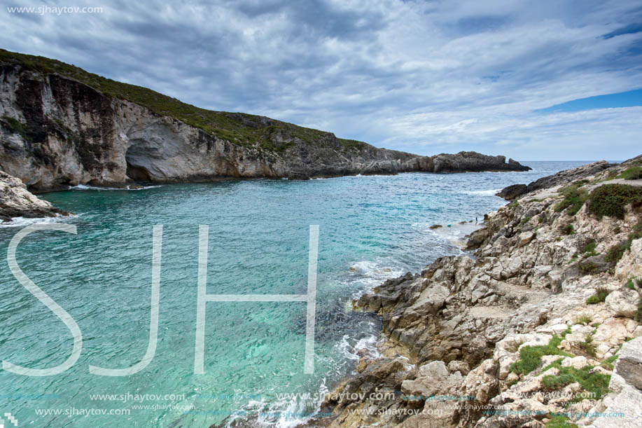 Amazing Panorama of Limnionas beach at Zakynthos island, Greece