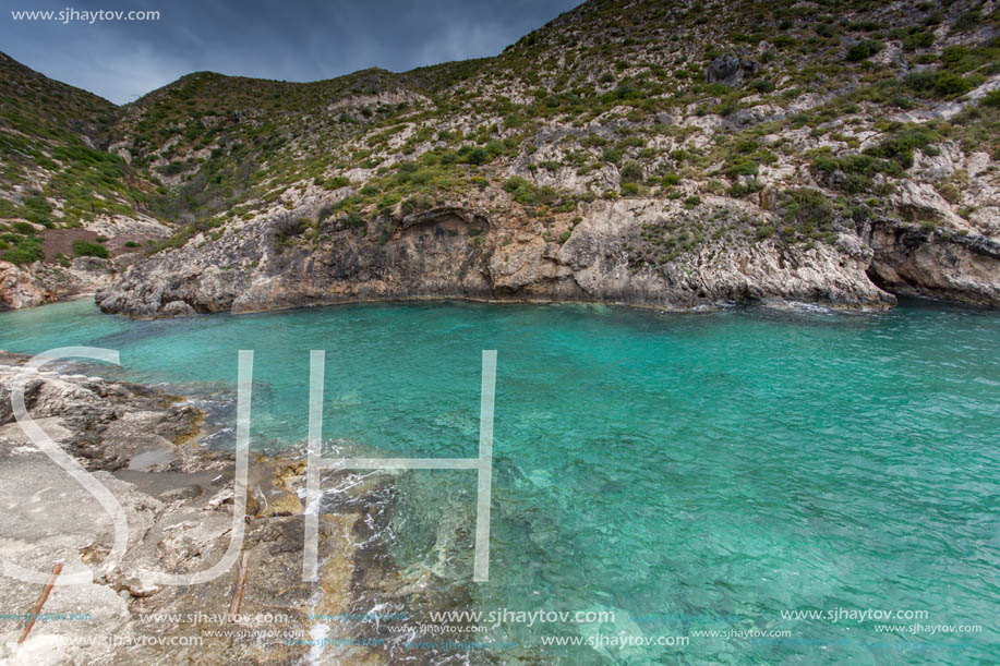 Amazing Panorama of Limnionas beach at Zakynthos island, Greece