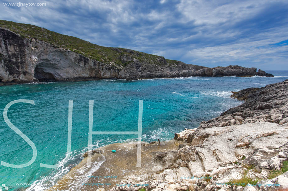 Amazing Panorama of Limnionas beach at Zakynthos island, Greece