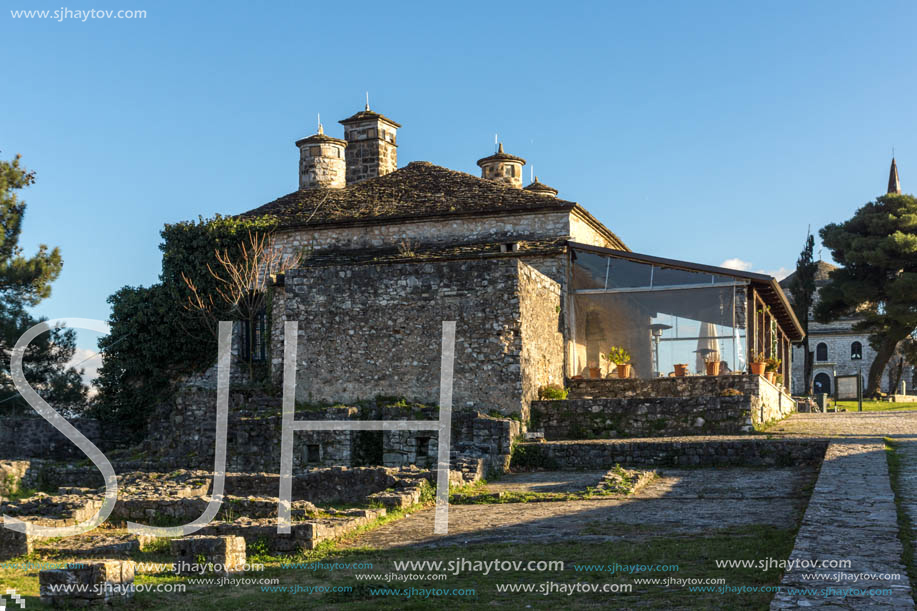 IOANNINA, GREECE - DECEMBER 27, 2014: Amazing Sunset view of castle of Ioannina, Epirus, Greece