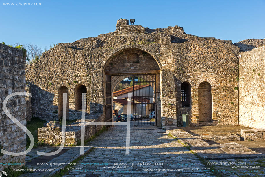 IOANNINA, GREECE - DECEMBER 27, 2014: Amazing Sunset view of castle of Ioannina, Epirus, Greece