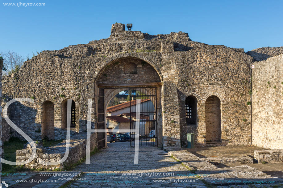 IOANNINA, GREECE - DECEMBER 27, 2014: Amazing Sunset view of castle of Ioannina, Epirus, Greece