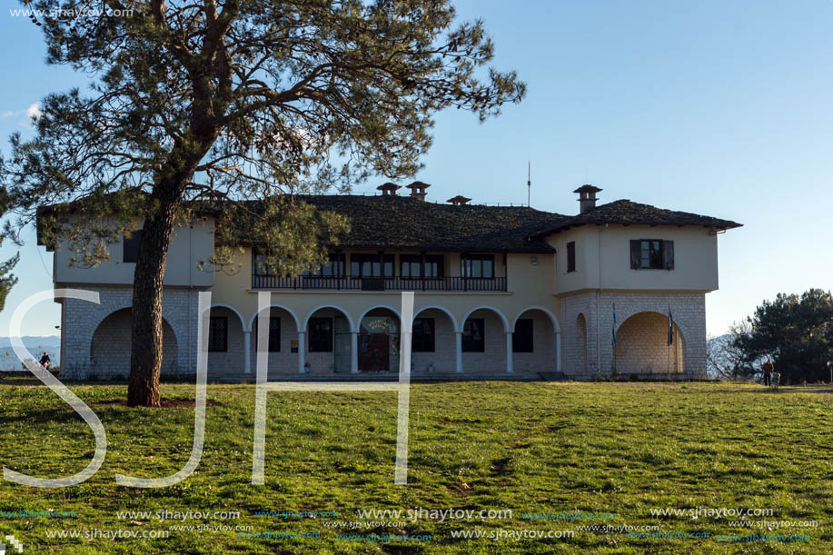 IOANNINA, GREECE - DECEMBER 27, 2014: Amazing Sunset view of Byzantine Museum in castle of Ioannina, Epirus, Greece