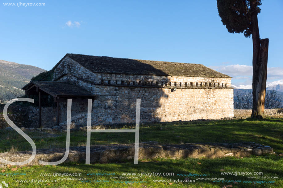 IOANNINA, GREECE - DECEMBER 27, 2014: Amazing Sunset view of castle of Ioannina, Epirus, Greece