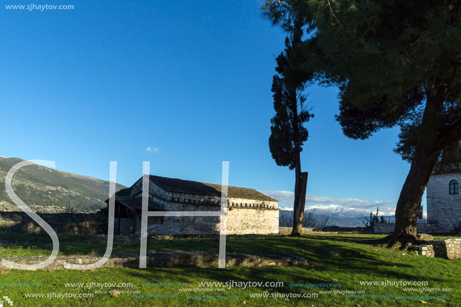 IOANNINA, GREECE - DECEMBER 27, 2014: Amazing Sunset view of castle of Ioannina, Epirus, Greece