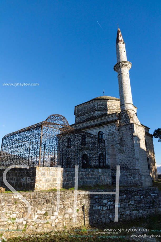 IOANNINA, GREECE - DECEMBER 27, 2014: Amazing Sunset view of Fethiye Mosque in castle of city of Ioannina, Epirus, Greece