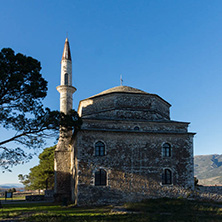 IOANNINA, GREECE - DECEMBER 27, 2014: Amazing Sunset view of Fethiye Mosque in castle of city of Ioannina, Epirus, Greece