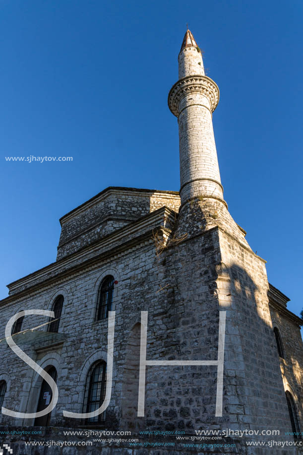 IOANNINA, GREECE - DECEMBER 27, 2014: Amazing Sunset view of Fethiye Mosque in castle of city of Ioannina, Epirus, Greece