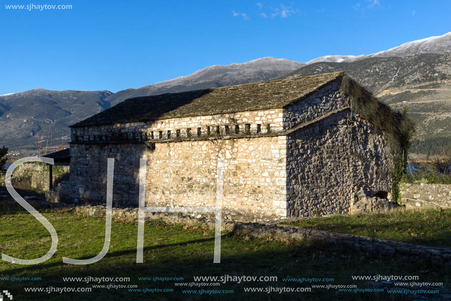 IOANNINA, GREECE - DECEMBER 27, 2014: Amazing Sunset view of castle of Ioannina, Epirus, Greece