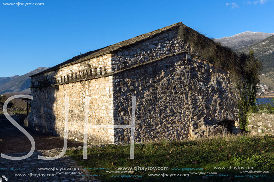 IOANNINA, GREECE - DECEMBER 27, 2014: Amazing Sunset view of castle of Ioannina, Epirus, Greece