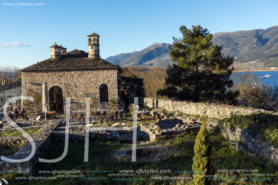 IOANNINA, GREECE - DECEMBER 27, 2014: Amazing Sunset view of castle of Ioannina, Epirus, Greece