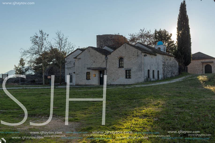 IOANNINA, GREECE - DECEMBER 27, 2014: Amazing Sunset view of castle of Ioannina, Epirus, Greece