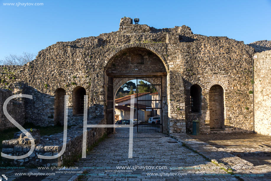 IOANNINA, GREECE - DECEMBER 27, 2014: Amazing Sunset view of castle of Ioannina, Epirus, Greece