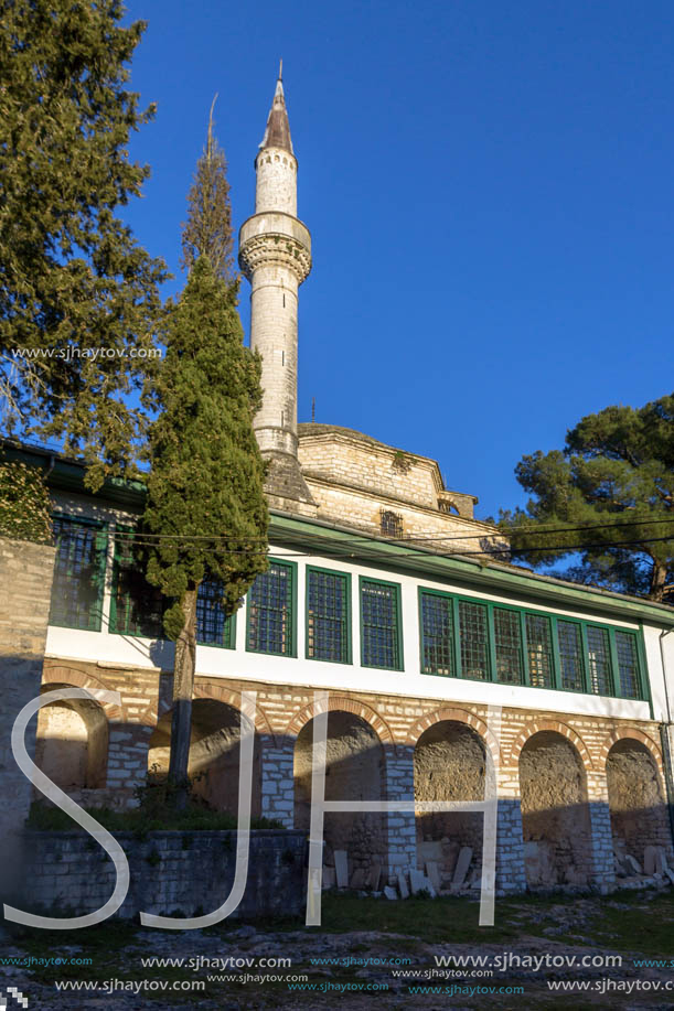 IOANNINA, GREECE - DECEMBER 27, 2014: Amazing Sunset view of Aslan Pasha Mosque in castle of city of Ioannina, Epirus, Greece