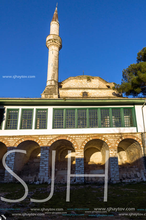 IOANNINA, GREECE - DECEMBER 27, 2014: Amazing Sunset view of Aslan Pasha Mosque in castle of city of Ioannina, Epirus, Greece