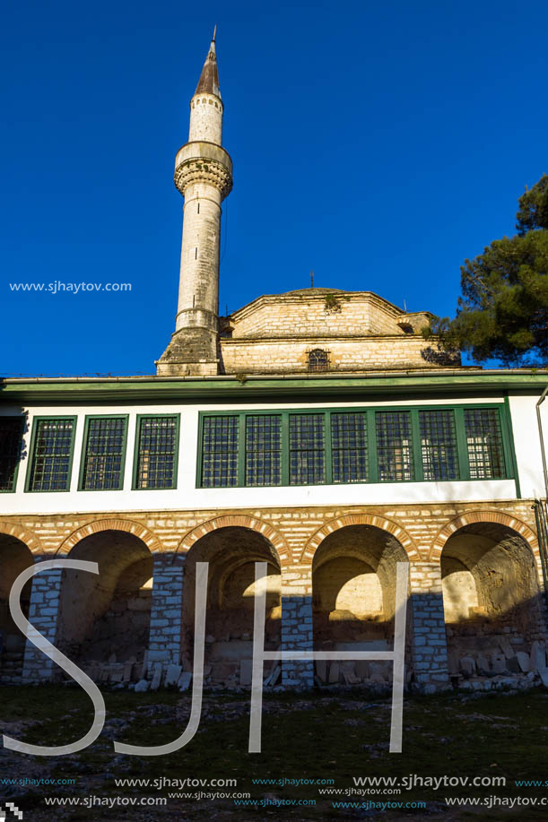 IOANNINA, GREECE - DECEMBER 27, 2014: Amazing Sunset view of Aslan Pasha Mosque in castle of city of Ioannina, Epirus, Greece