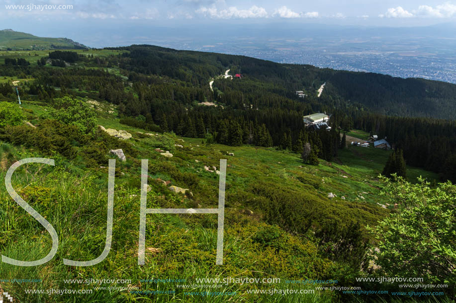 Panorama with green hills at Vitosha Mountain, Sofia City Region, Bulgaria