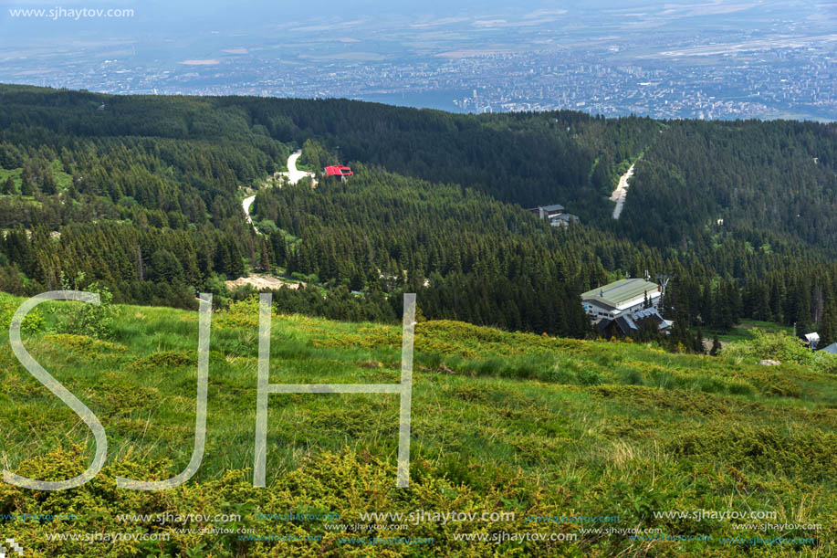 Panorama with green hills at Vitosha Mountain, Sofia City Region, Bulgaria