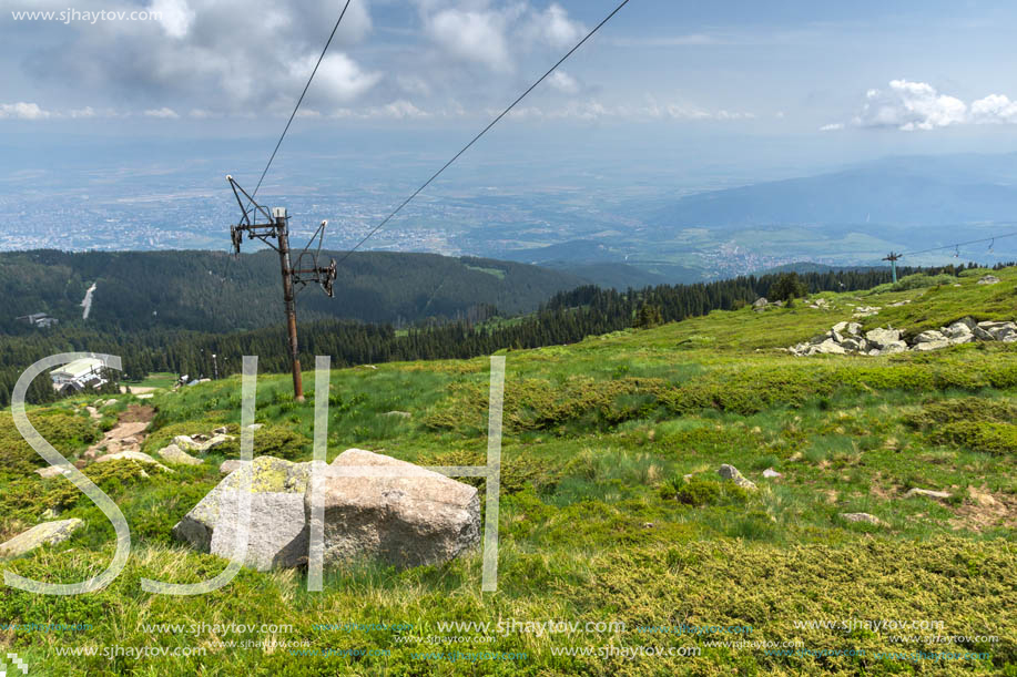 Panorama with green hills at Vitosha Mountain, Sofia City Region, Bulgaria