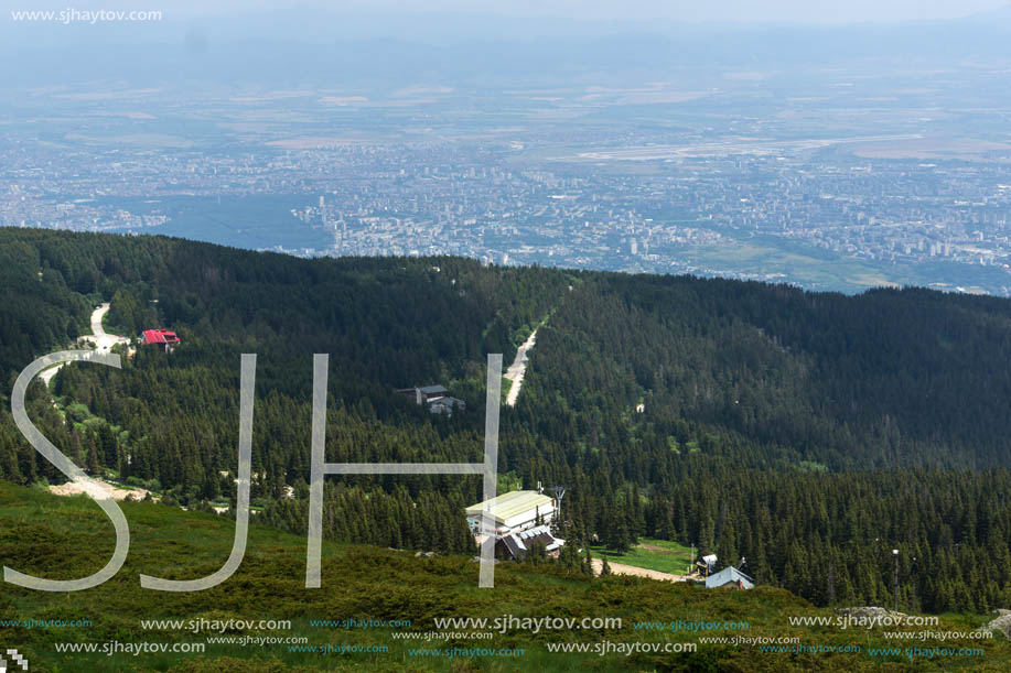 Panorama with green hills at Vitosha Mountain, Sofia City Region, Bulgaria